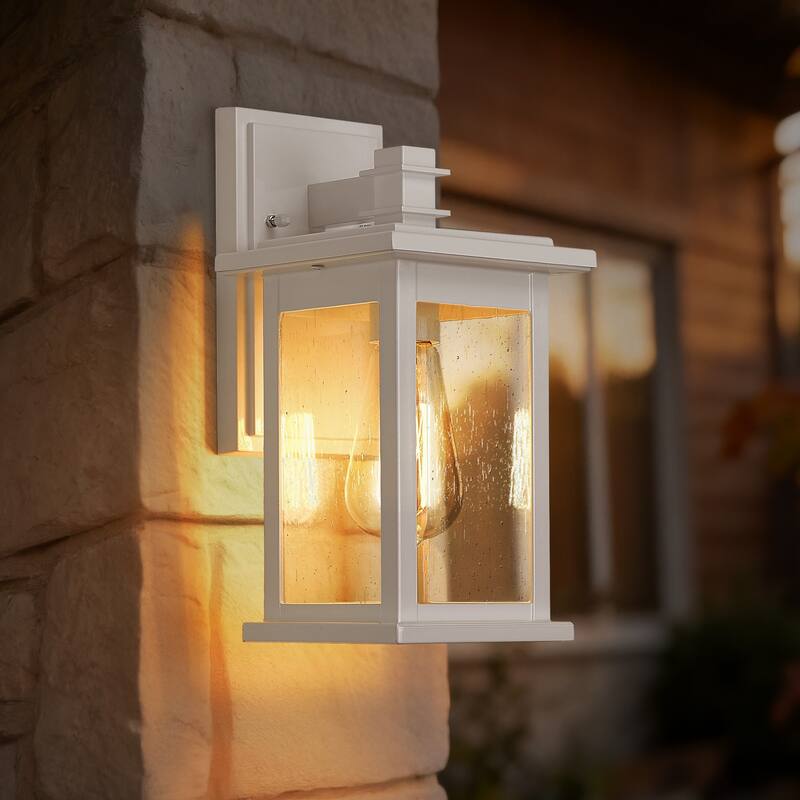 Exterior Lantern Wall Mount Light Fixture with Seeded Glass for Porch