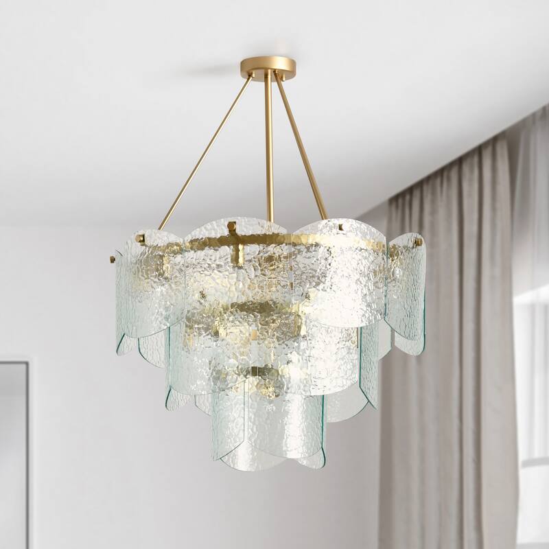 Theresa 16-Light Glass Chandelier by Kosas Home - Gold/Clear