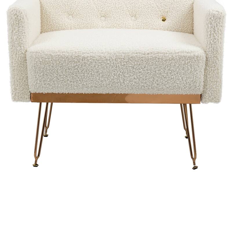 Velvet Upholstered Armchair Single Sofa Modern Tufted Reading Chairs Gold Metal Leg Wingback Chairs for Living Room Bedroom