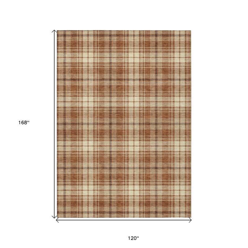 HomeRoots Plaid Transitional Rectangle Outdoor Rug