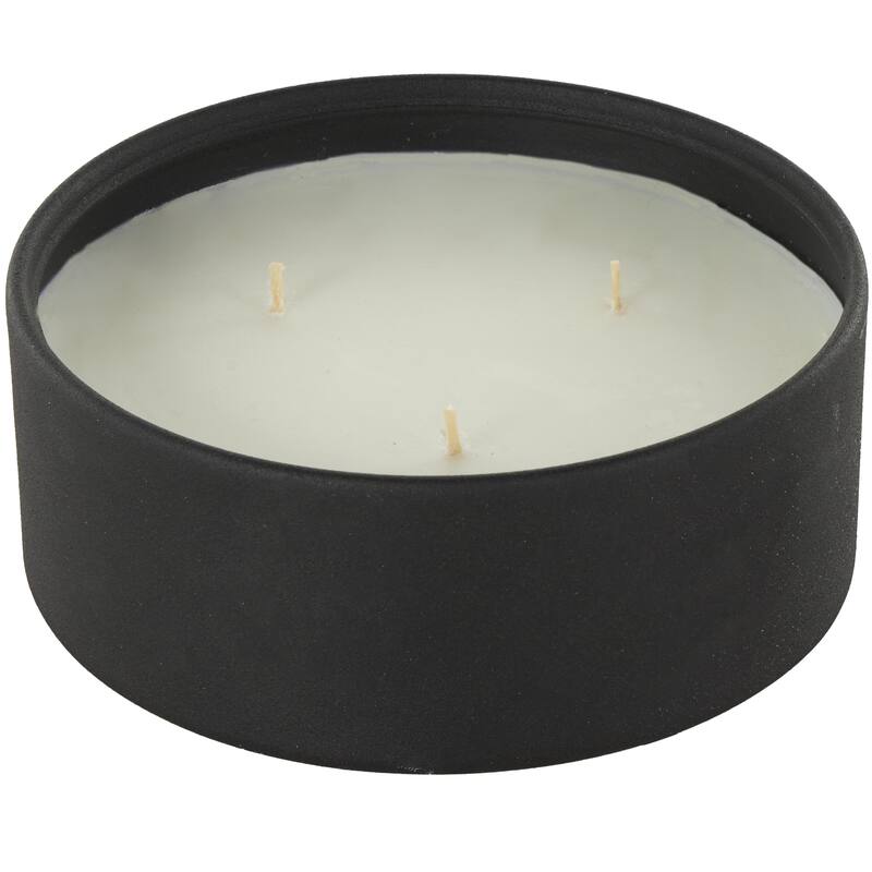 Beige, Black or Cream Metal Scented Textured 22oz 3 Wick Decorative Candle with White Wax