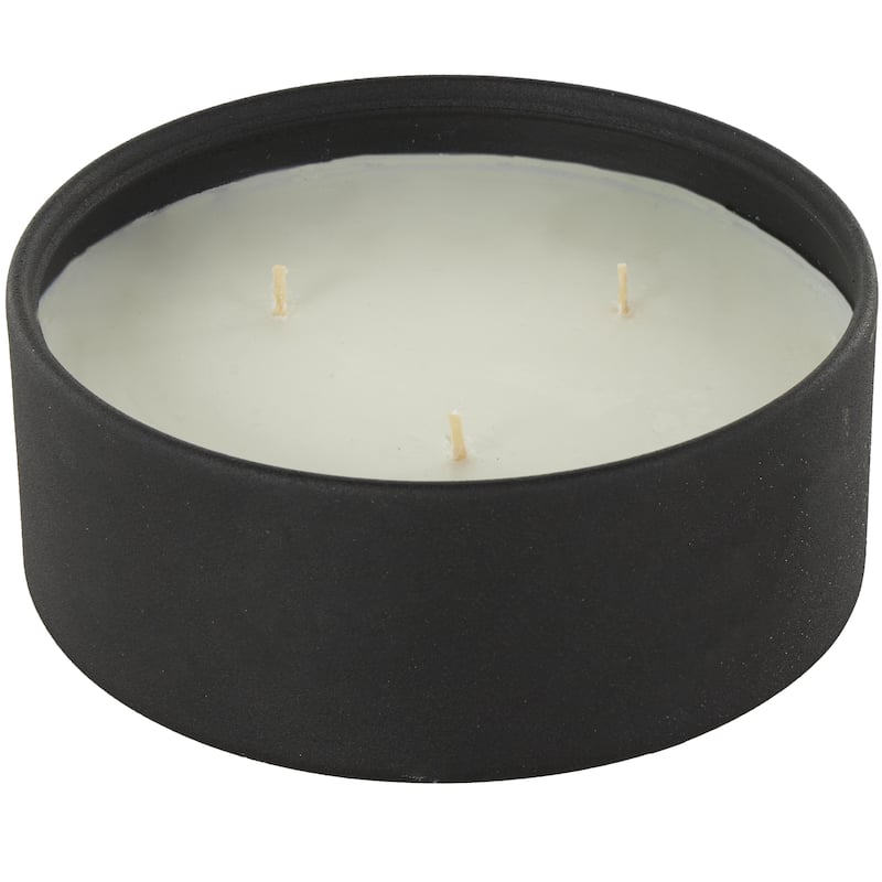 Metal Scented Textured 22oz 3 Wick Decorative Candle with White Wax - Beige, Black or Cream - Roche River Decor - Black - Creamy Vanilla Swirl Scented