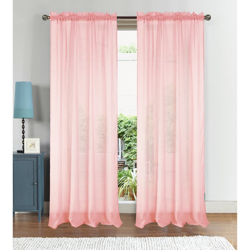 Astro Textured Sheer Window Curtain 90-Inch Rod Pocket - Blush