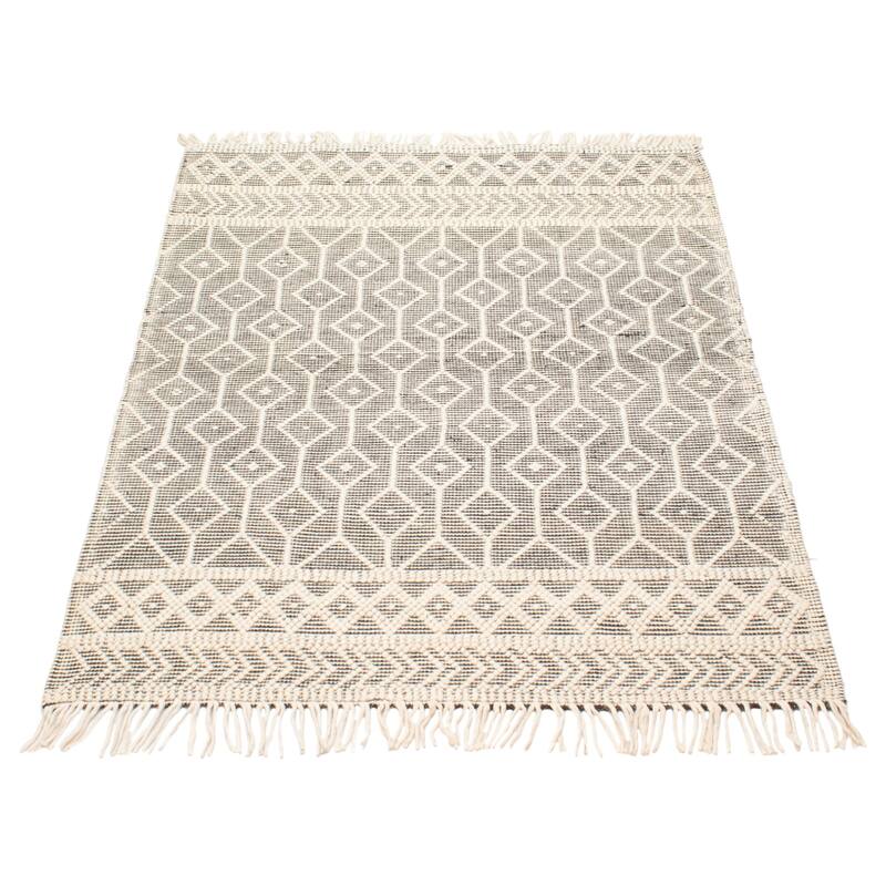 ECARPETGALLERY Braid weave Sienna Cream Wool Rug - 4'11 x 7'1