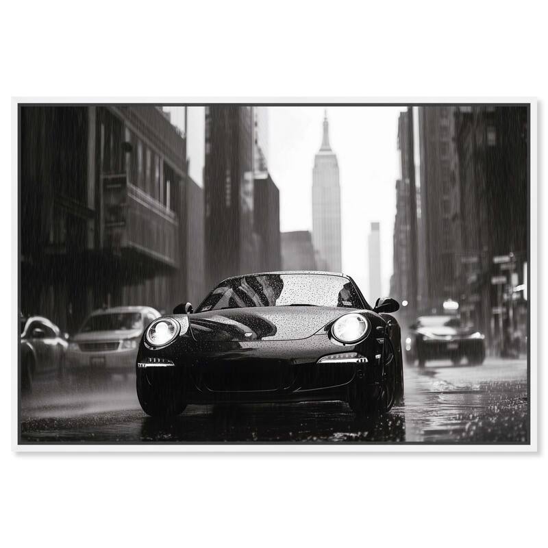 Driving in the Rain NYC Canvas by Art Remedy - White - 54" x 36"