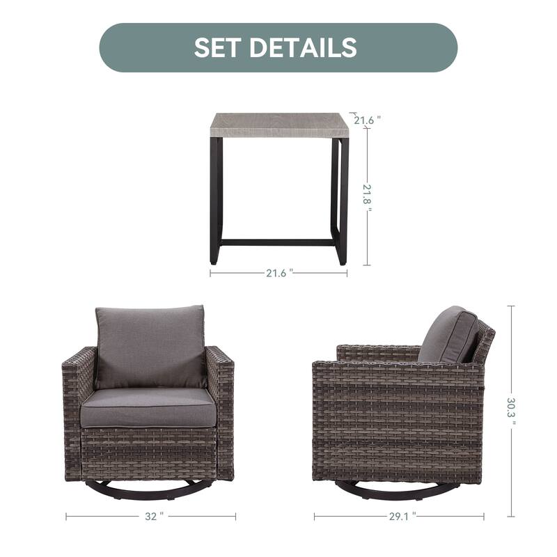 Gymojoy Wicker Swivel Glider Chair with 4 inch Olefin Cushions