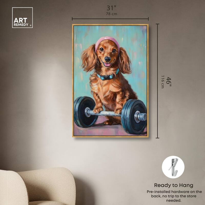 Cute Doxxie Work Out Canvas by Art Remedy