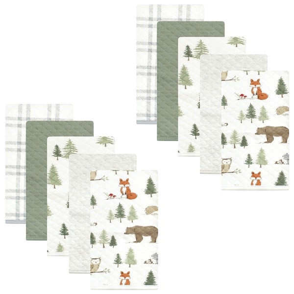 slide 1 of 1, Hudson Baby Unisex Baby Quilted Burp Cloths, Forest Animals, One Size - Forest Animals - One Size One Size - Forest Animals