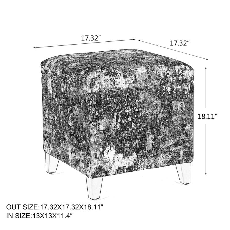 Adeco Square Ottoman with Storage
