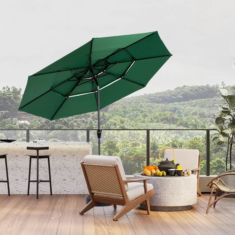 Topcraft 10ft Aluminum 3 Tier Tiltable Market Umbrella