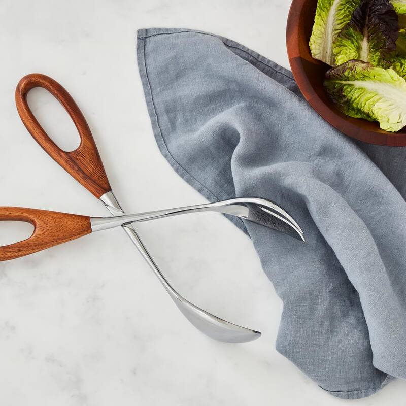 Nambe Curvo Salad Scissors - Brown