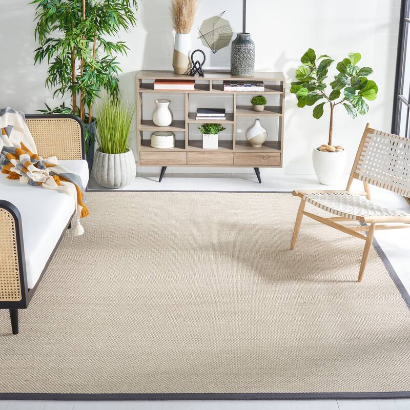 SAFAVIEH Natural Fiber Pacific Casual Border Sisal Rug - 8' x 10' - Marble/Black