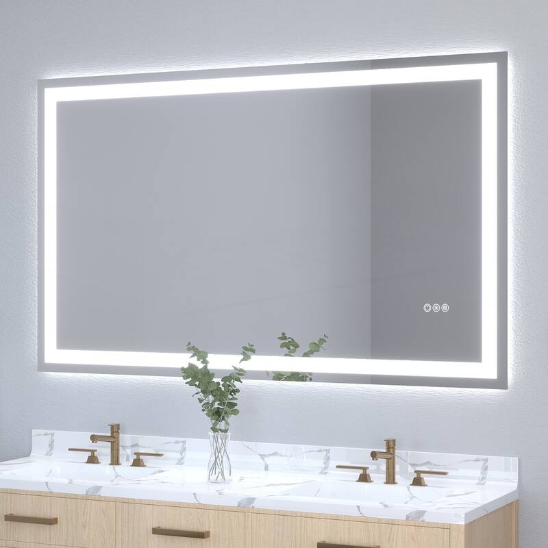 Frameless Tempered MirrorDual LED Light StripsFront and Back Lighting