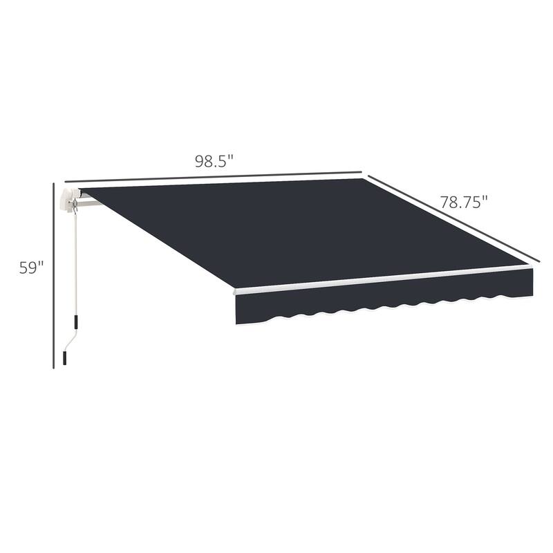Outsunny 8' x 6.6' Patio Retractable Awning/Manual Exterior Sun Shade Deck Window Cover