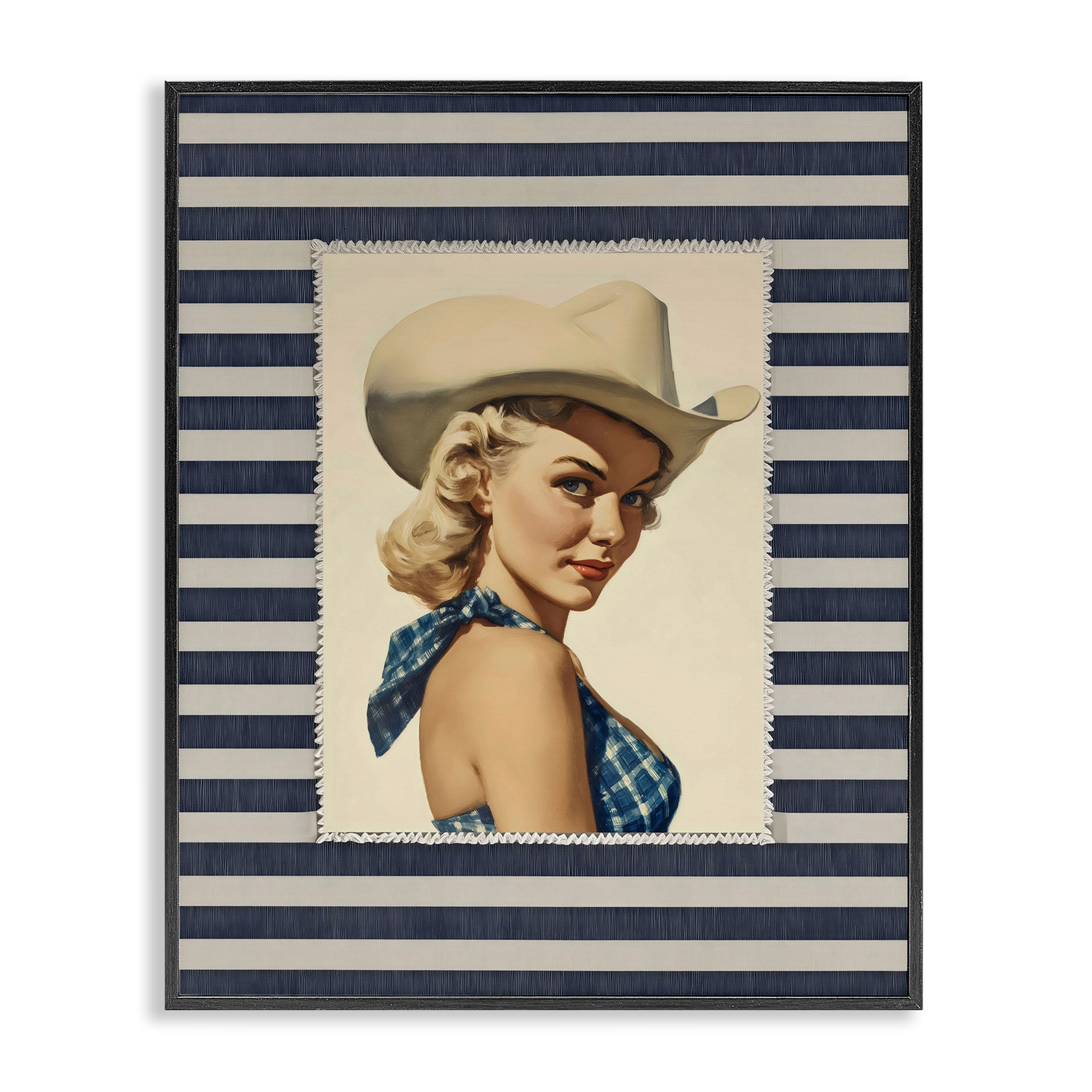 Stupell Retro Cowgirl Stripes Framed Giclee Art Design By Arlington Prints