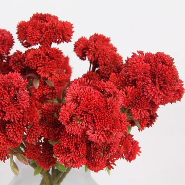 FloralGoods Artificial Irish Cauliflower Stem in Red 13" Tall