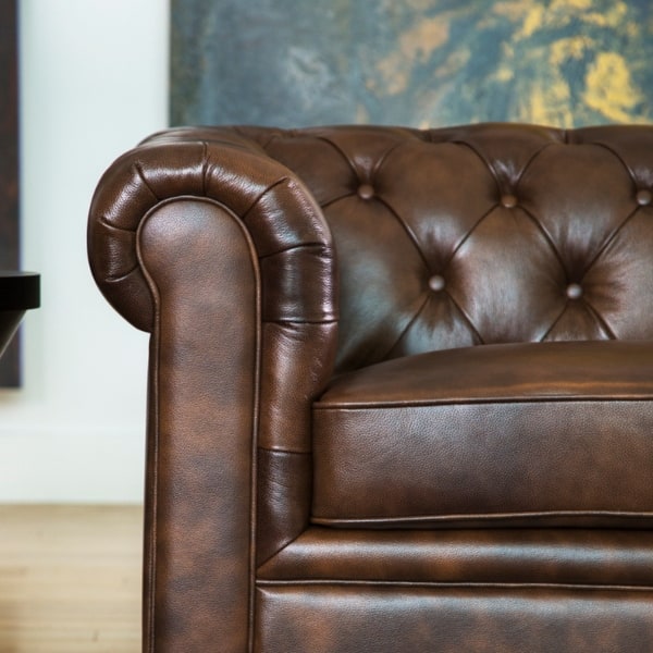 Abbyson Tuscan Top Grain Leather Chesterfield 2 Piece Living Room Set Overstock 8230104