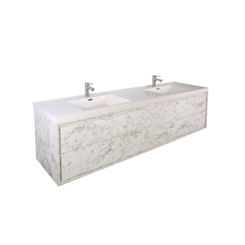 Sage 72" wall mounted bathroom vanity with double basin acrylic top