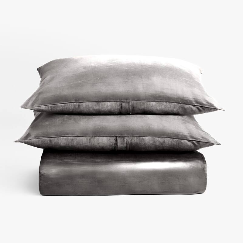 Lia, Rayon/Velvet, Ash Grey, Duvet Cover