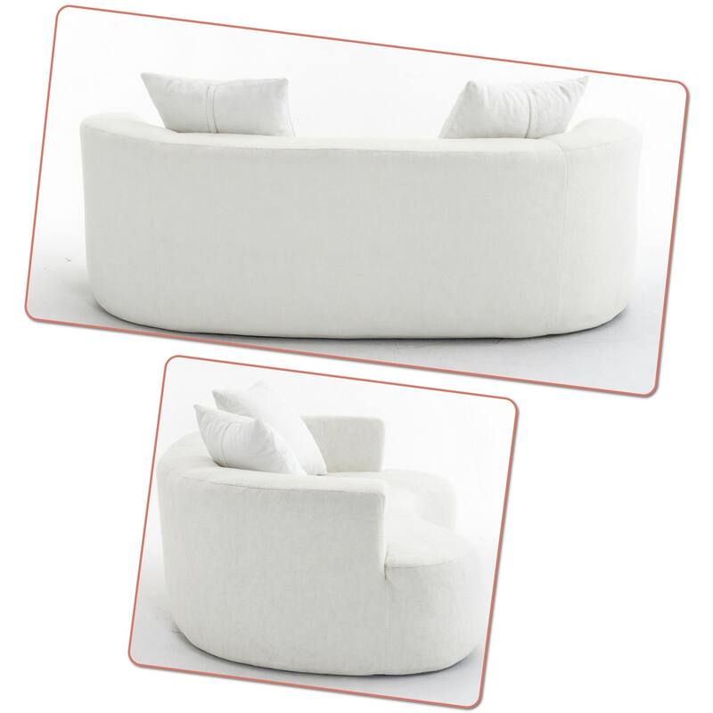 Modern Stylish 2-Seater Frame-Free Compressed Chenille Upholstered Loveseat Sofa with 3 Pillows