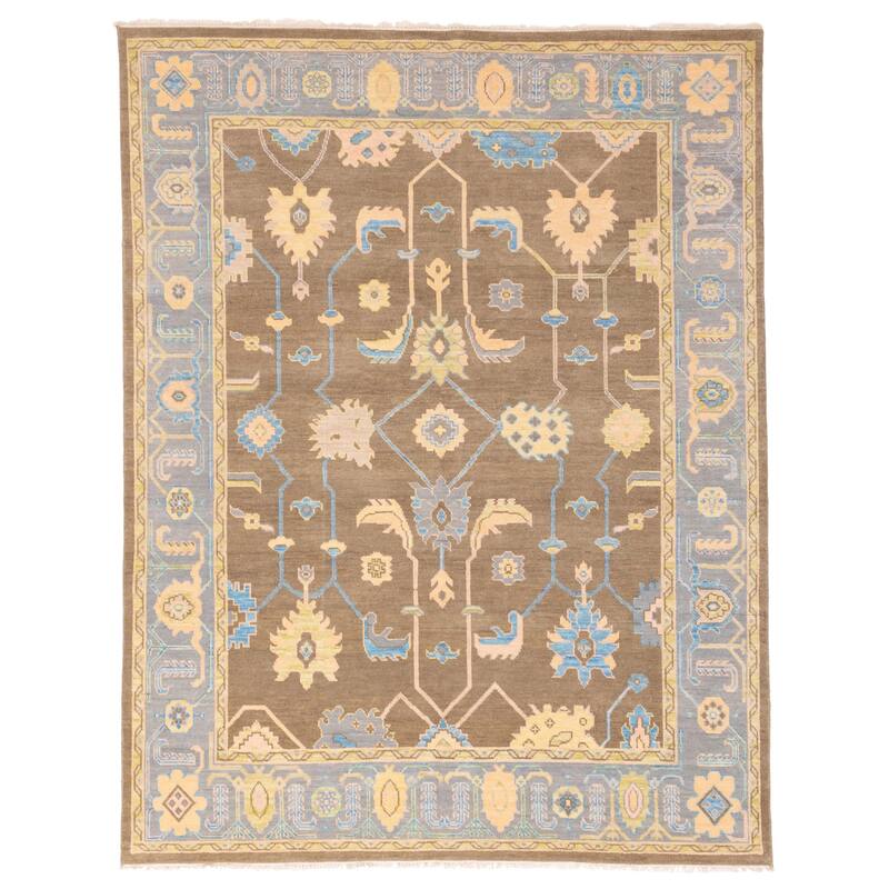 ECARPETGALLERY Hand-knotted Modern Oushak Brown Wool Rug - 7'11 x 9'11