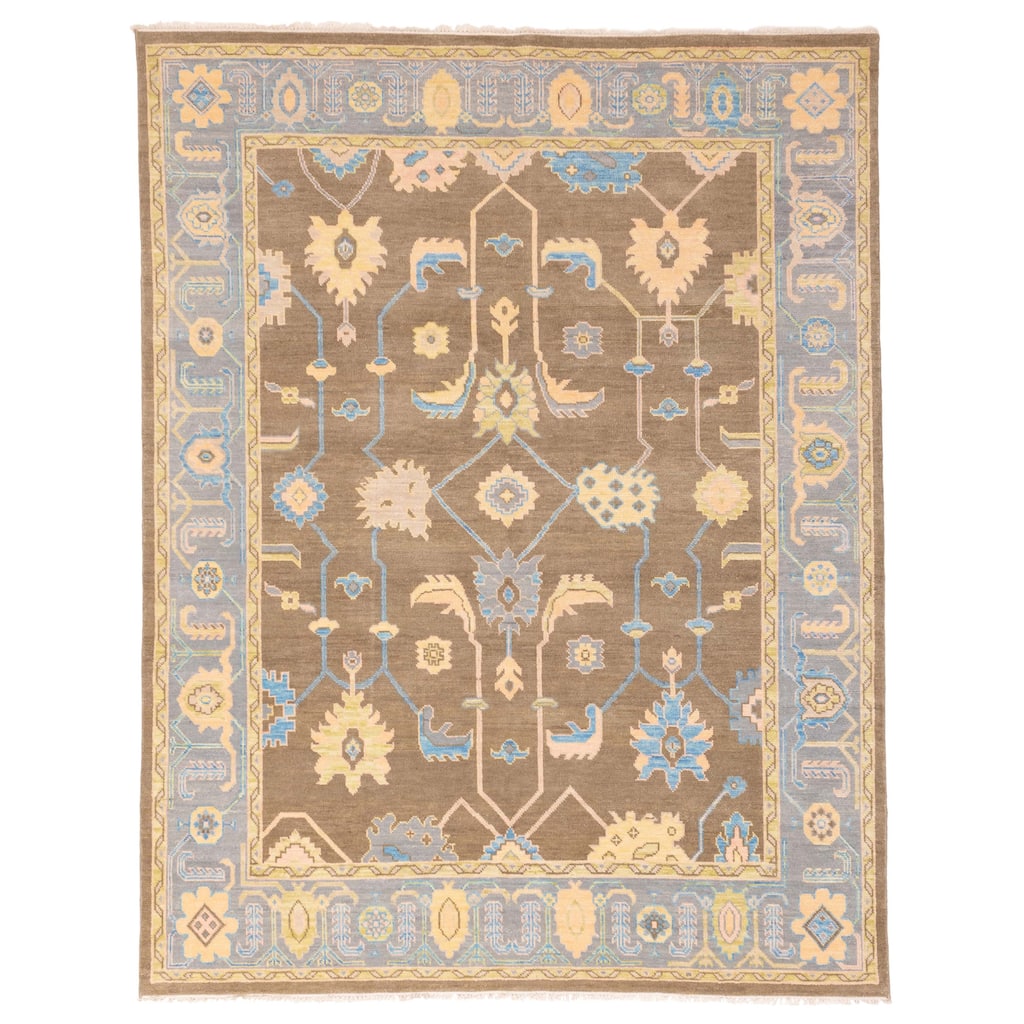 ECARPETGALLERY Hand-knotted Modern Oushak Brown Wool Rug - 7'11 x 9'11