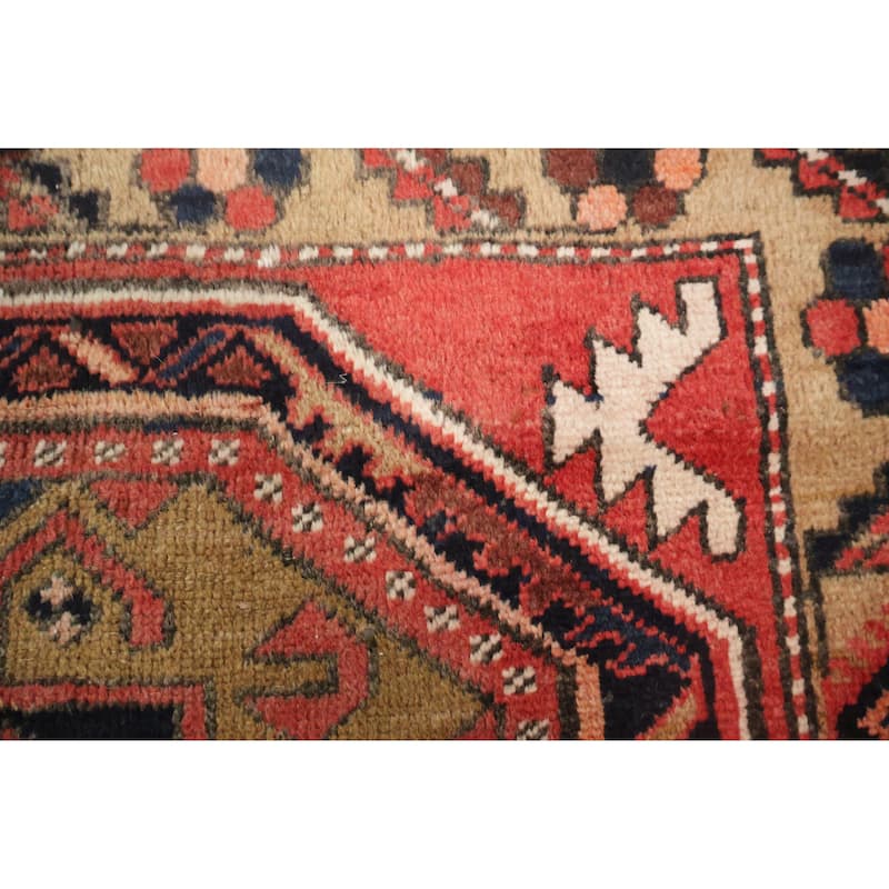 Hand Knotted Oriental 100% Wool Carpet Traditional Tribal Red Hamedan Runner Rug - 12' 5'' X 3' 6''