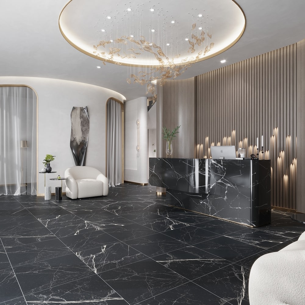 Regalia 24x24 in. Matte Color Body Porcelain Marble-look Vein Large Wall and Floor Tile (15.5 sq ft/case, 4-Pack)