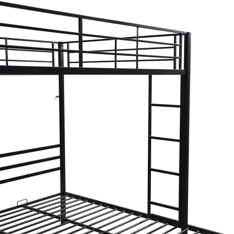 Metal Triple Bunk Bed With Vertical Ladder