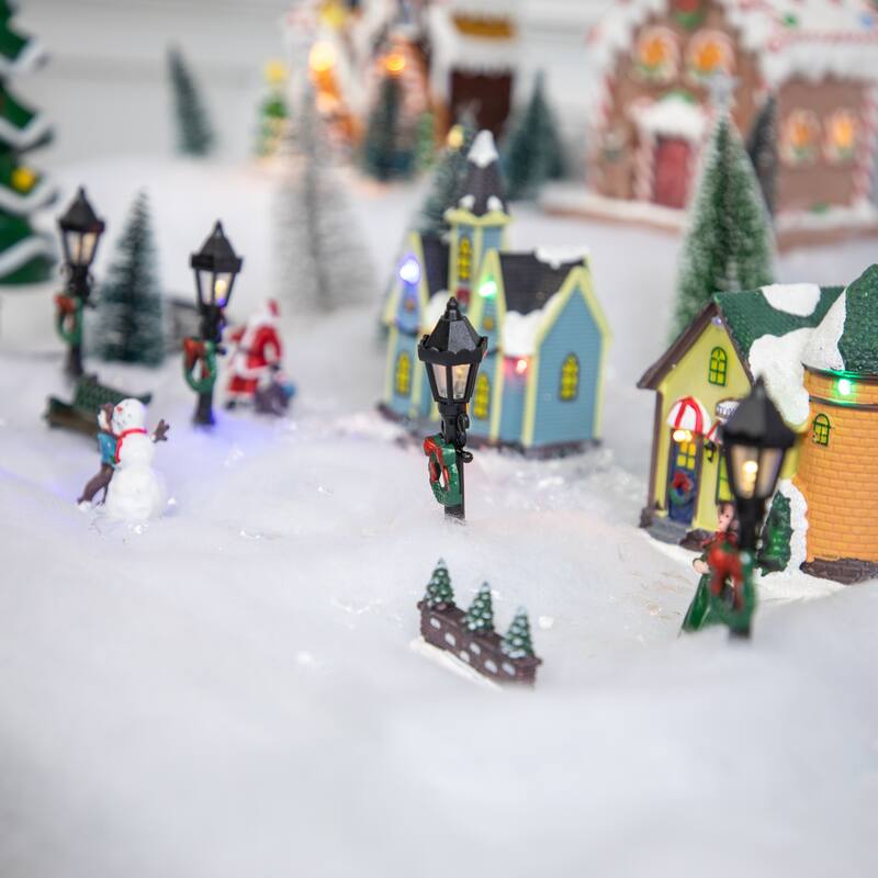 Set of 4 Lighted Street Lamps Christmas Village Display Pieces - 4.75"