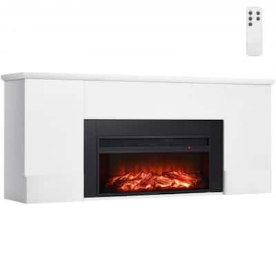 1500W White 75 Inch Freestanding Electric Fireplace Stove Heater with 5120BTU Remote Controlled - 75 Inch