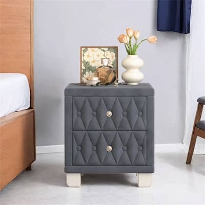 Elegant Velvet Nightstand with 2 Drawers,Storage Bedside Table