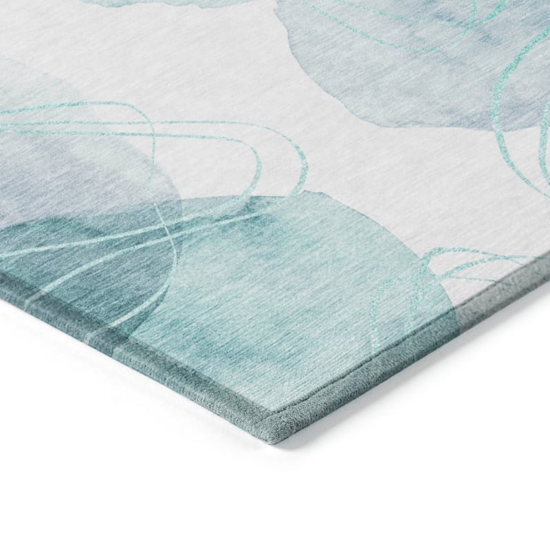 Machine Washable Indoor/ Outdoor Modern Circles Chantille Rug
