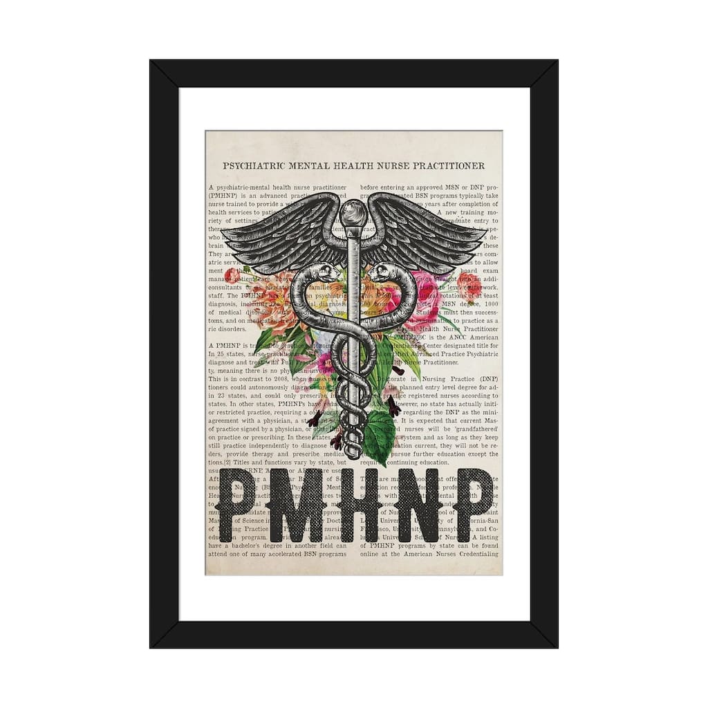 iCanvas "PMHNP, Psychiatric Mental Health Nurse Practitioner With Flowers" by Aged Pixel