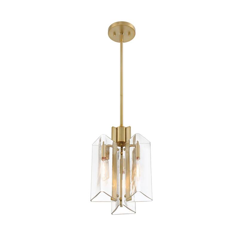 Latitude 9.5 in. 3-Light Brushed Gold Modern Pendant Light