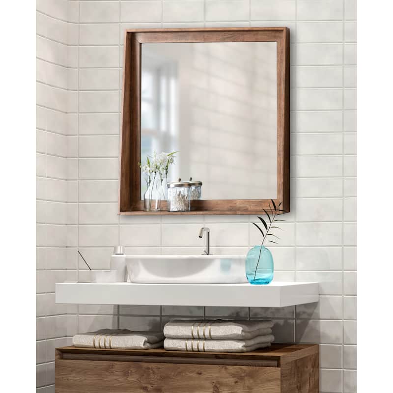 Kate and Laurel Basking Wall Mirror with Shelf