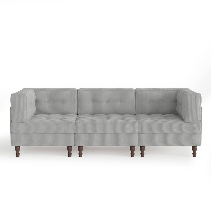 98"W Modular Upholstered Corduroy Sectional Sofa for Living Room