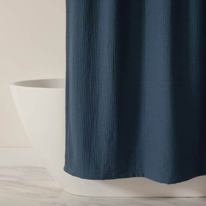 Becky Cameron Cotton Blend Waffle Shower Curtain - 72" x 72" - Navy