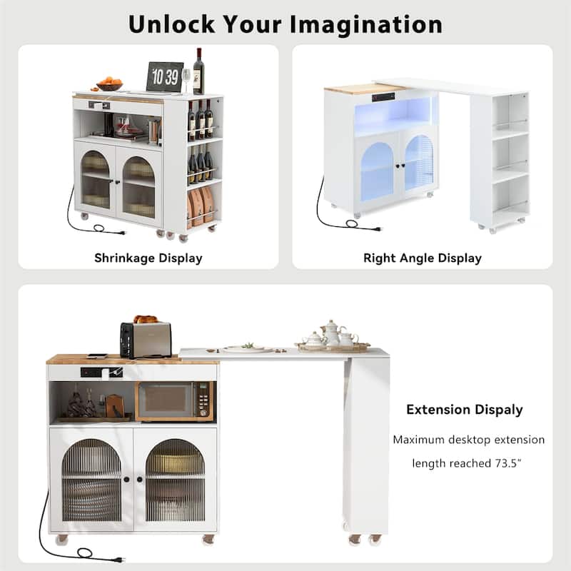 Rolling Kitchen Island With Extended Table,Kitchen Island on Wheels