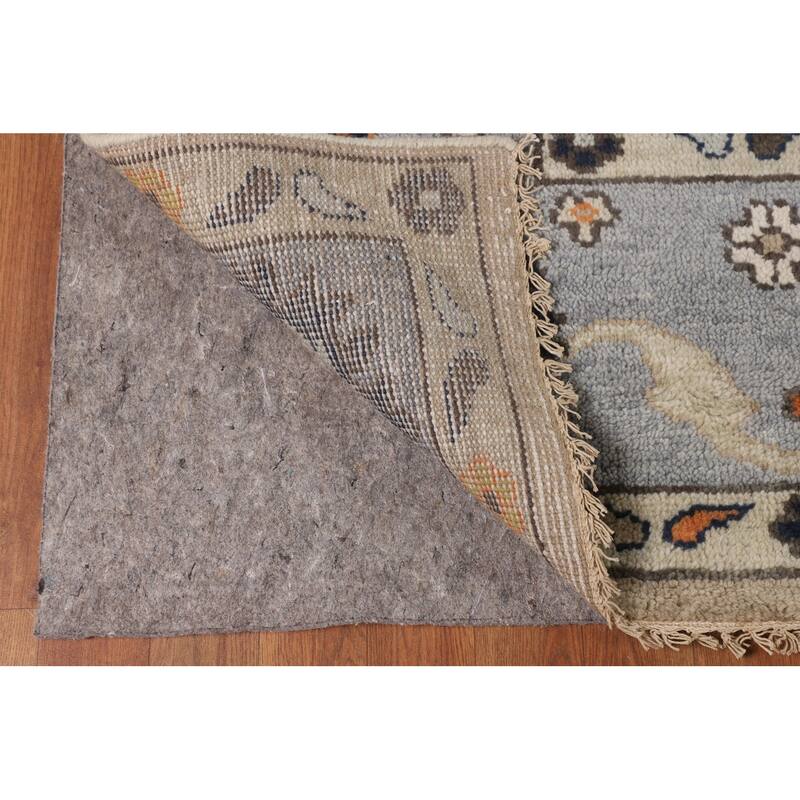 All-Over Floral Beige Oushak Oriental Area Rug Handmade Wool Carpet - 9'1" X 11'9"