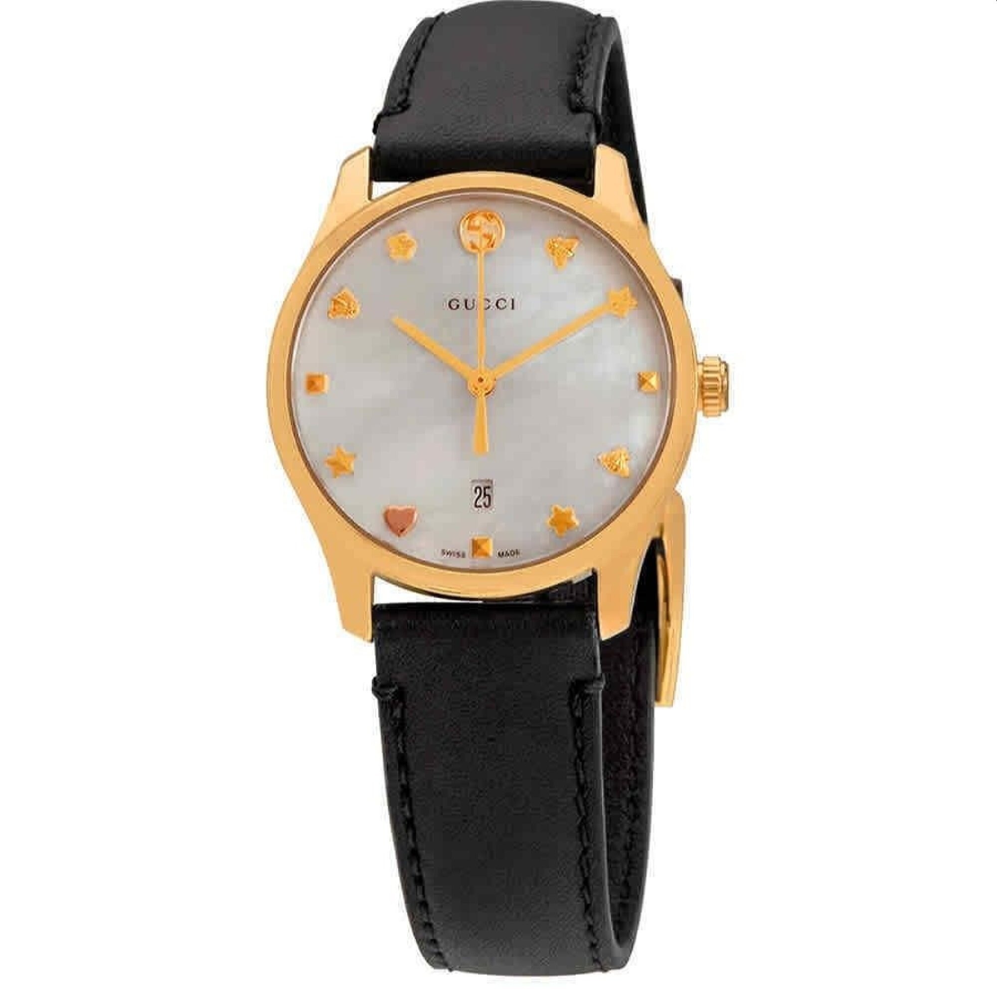 Shop Gucci Women S Ya126589 G Timeless Black Leather Watch Silver Overstock 31674613