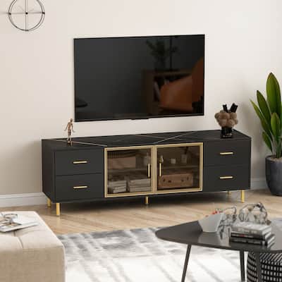 Kerrogee 63" TV Console with 2-Doors and 4-Drawers - for TVs up to 70" - 63"L x 16"W x 21.1"H
