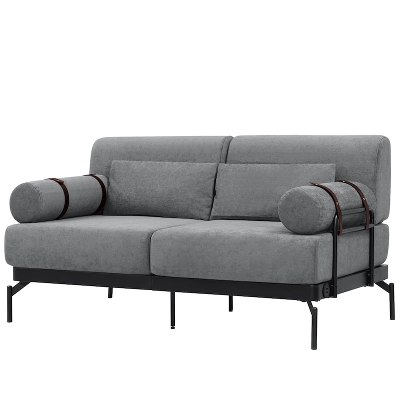Roomfitters Loveseat Sofa with USB Ports and Cylindrical Armrests, 2-Seater Couch for Living Room