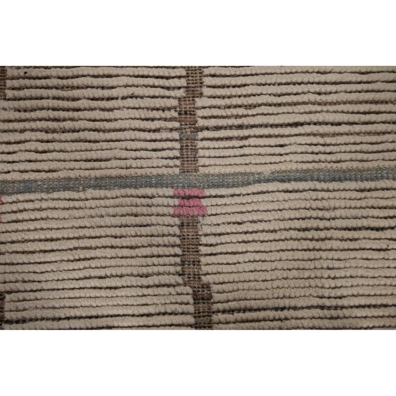All-Over Moroccan Earth Tone Area Rug Hand-Knotted Wool Carpet - 7'11"x 10'7"