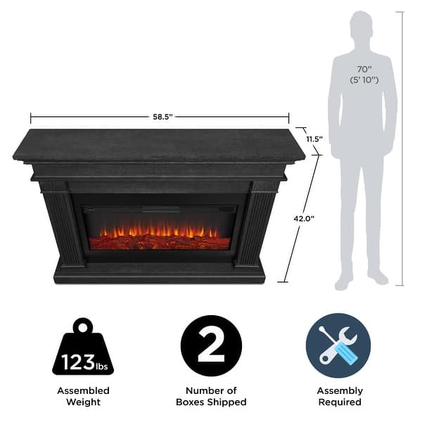 dimension image slide 5 of 7, Real Flame Beau Electric Landscape Fireplace 58.5"