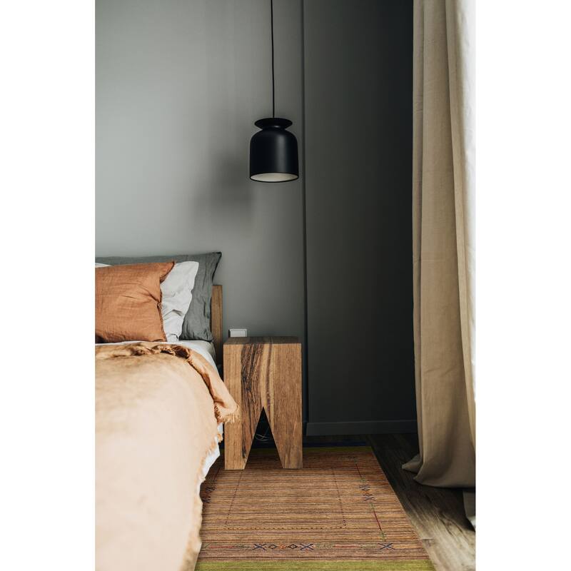 ECARPETGALLERY Hand Loomed Kashkuli Gabbeh Tan Wool Rug - 3'11 x 5'8