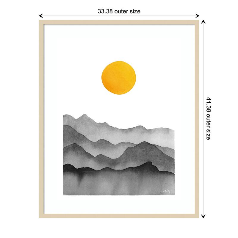 Black Yellow Mountain Range Silhouette by Cat Coq Framed Wall Art Print