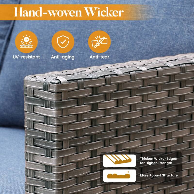 HOOOWOOO 10-piece Patio Furniture Set with Swivel Rocking Chairs Wicker Conversation Set