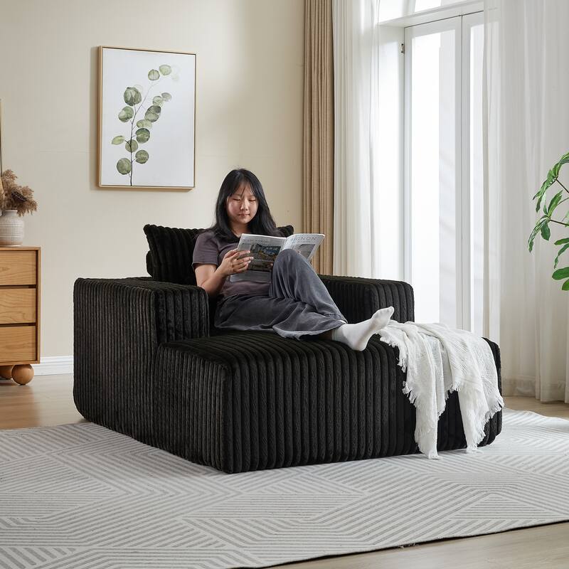 62.5-Inch Corduroy Modular Sleeper Sofa Bed with Removable Footrest