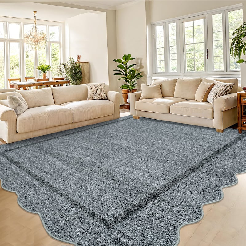 Garvee Scallop Solid Washable Area Rug